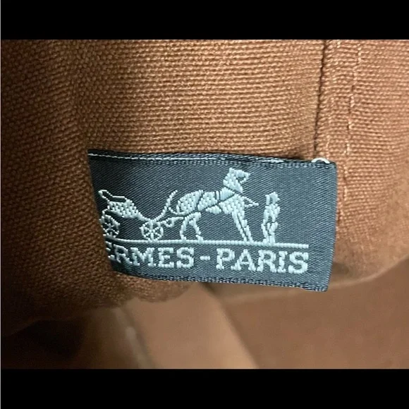Authentic Hermes Large Vintage Rust and Navy Canvas Tote Bag - Picture 5 of 16